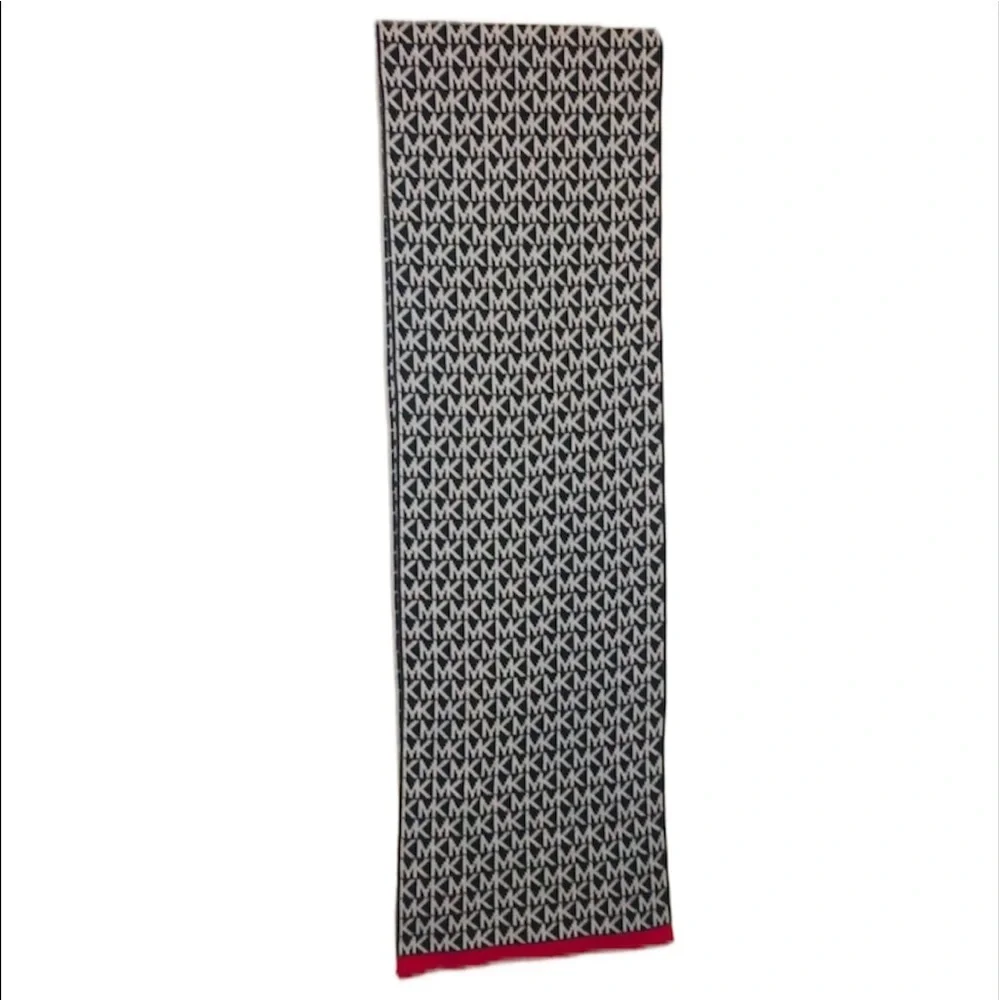 NWT Michael Kors: Black, Gray & Red Logo Scarf